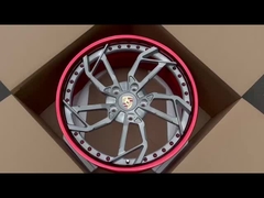 Προσαρμοσμένα κόκκινα βαρέλια και γκρίζοι δίσκοι 1-PC σφυρηλατημένα ελαστικά για την Porsche