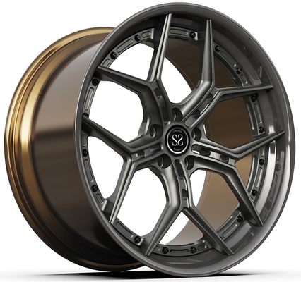 20x9 ET35/20x10 ET40/5x112/66.6 Γκρίζος δίσκος και σατέν χάλκινος βαρέλι 2-PC Ράβδοι πολυτελών αυτοκινήτων Ράβδοι Ράβδοι για οικουμενικά αυτοκίνητα
