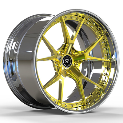 Ταιριάζει στο Ford Charge 5x115 2-PC 6061-T6 Ζάντες Αλουμινίου Polish Barrel+Gold Disc 19 and 20 inch